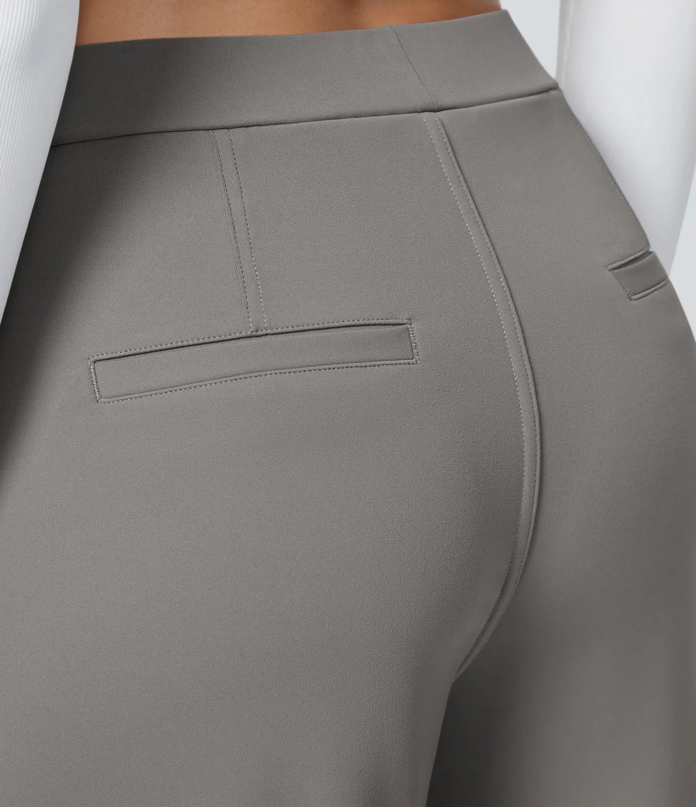Pantalones de trabajo de pierna recta con bolsillo lateral de cintura alta