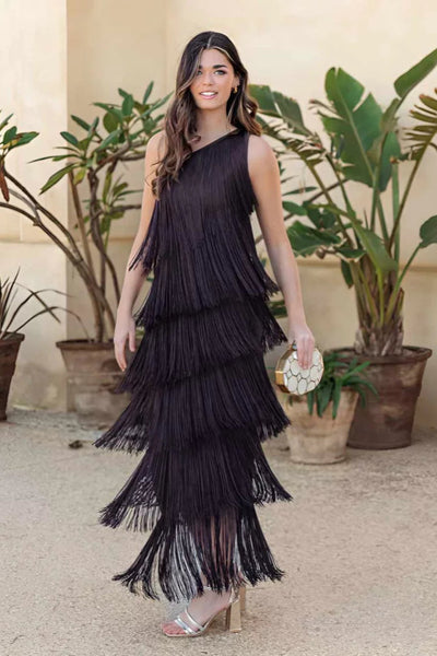 Vestido de chocolate flecos