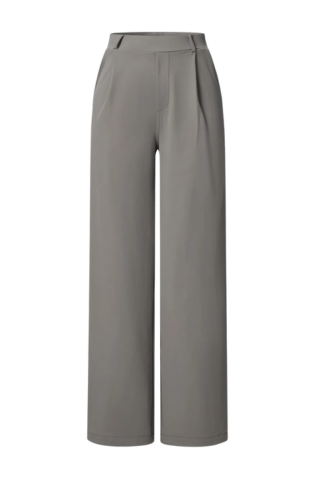 Pantalones de trabajo de pierna recta con bolsillo lateral de cintura alta